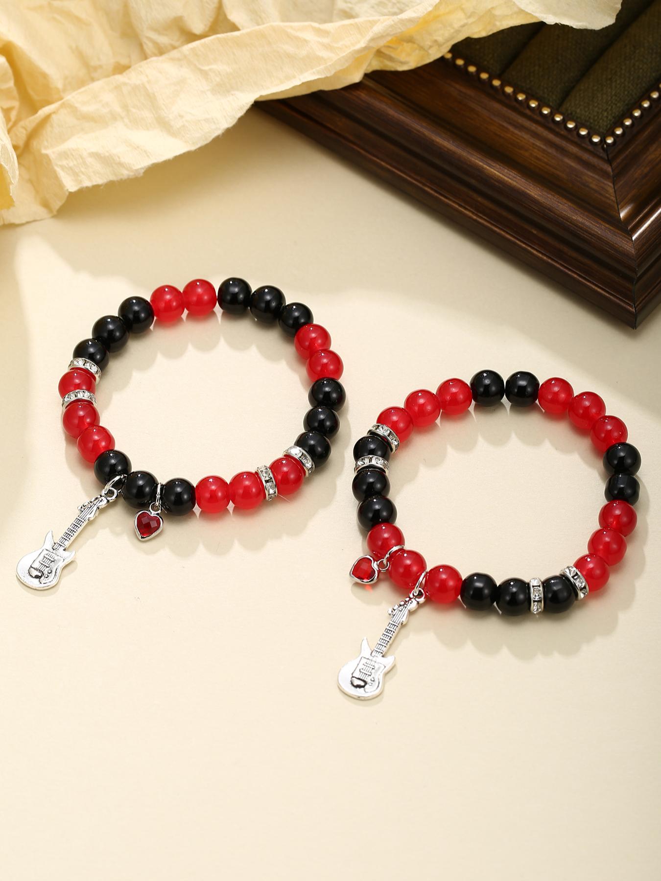 2Pcs Pendant Spider Beads Bracelets Friendship Gift Mom and Gaughter Bracelets