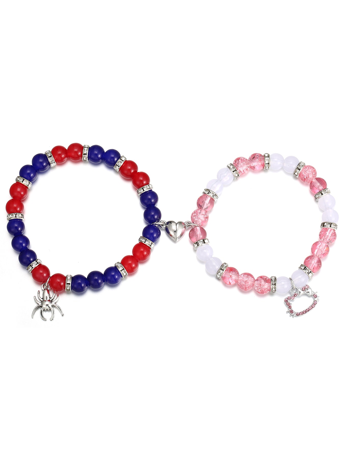 2Pcs Heart Magnet Lover Bracelets Cute Cartoon Cat Friendship Bracelets