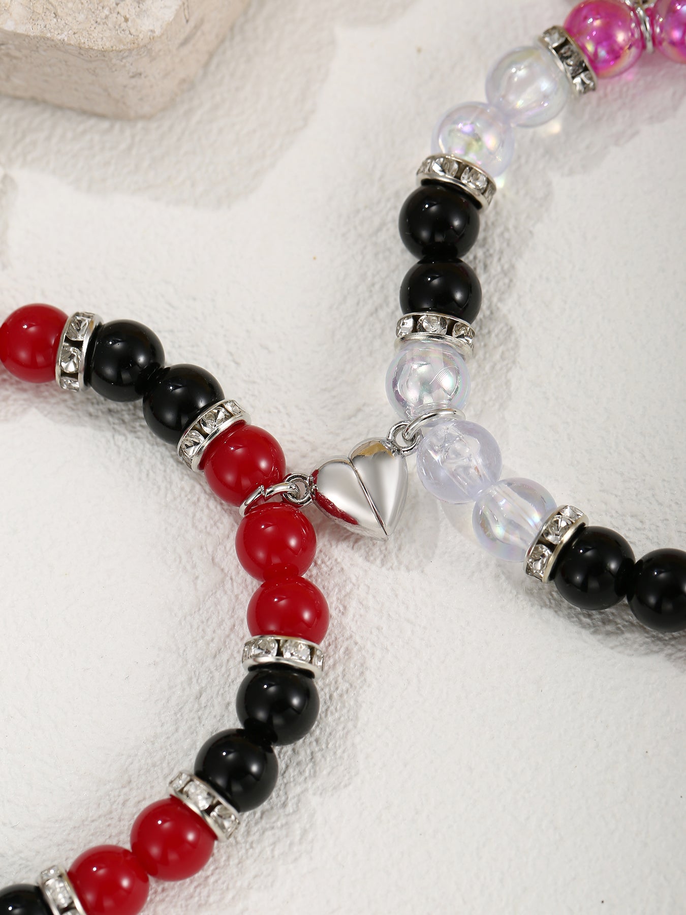 2Pcs Fashionable Beads Bracelets with Spider Charm Lover Bracelets Friendship Bracelets