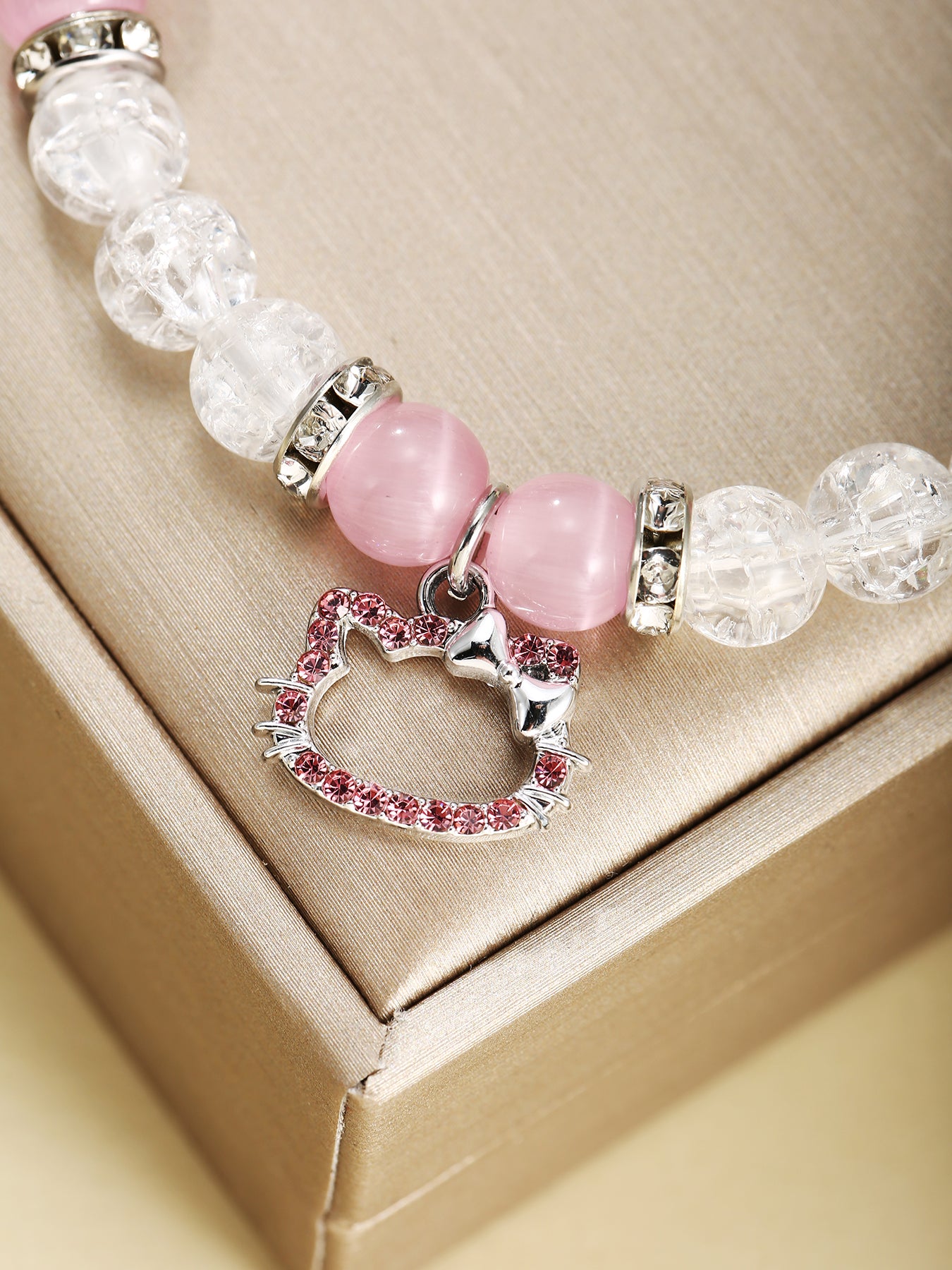 2Pcs Natural Stone with Cute Pandant Bracelets Friendship Bracelets Gift for Mom and Daughter